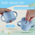 Tasse de bébé en silicone avec couvercle